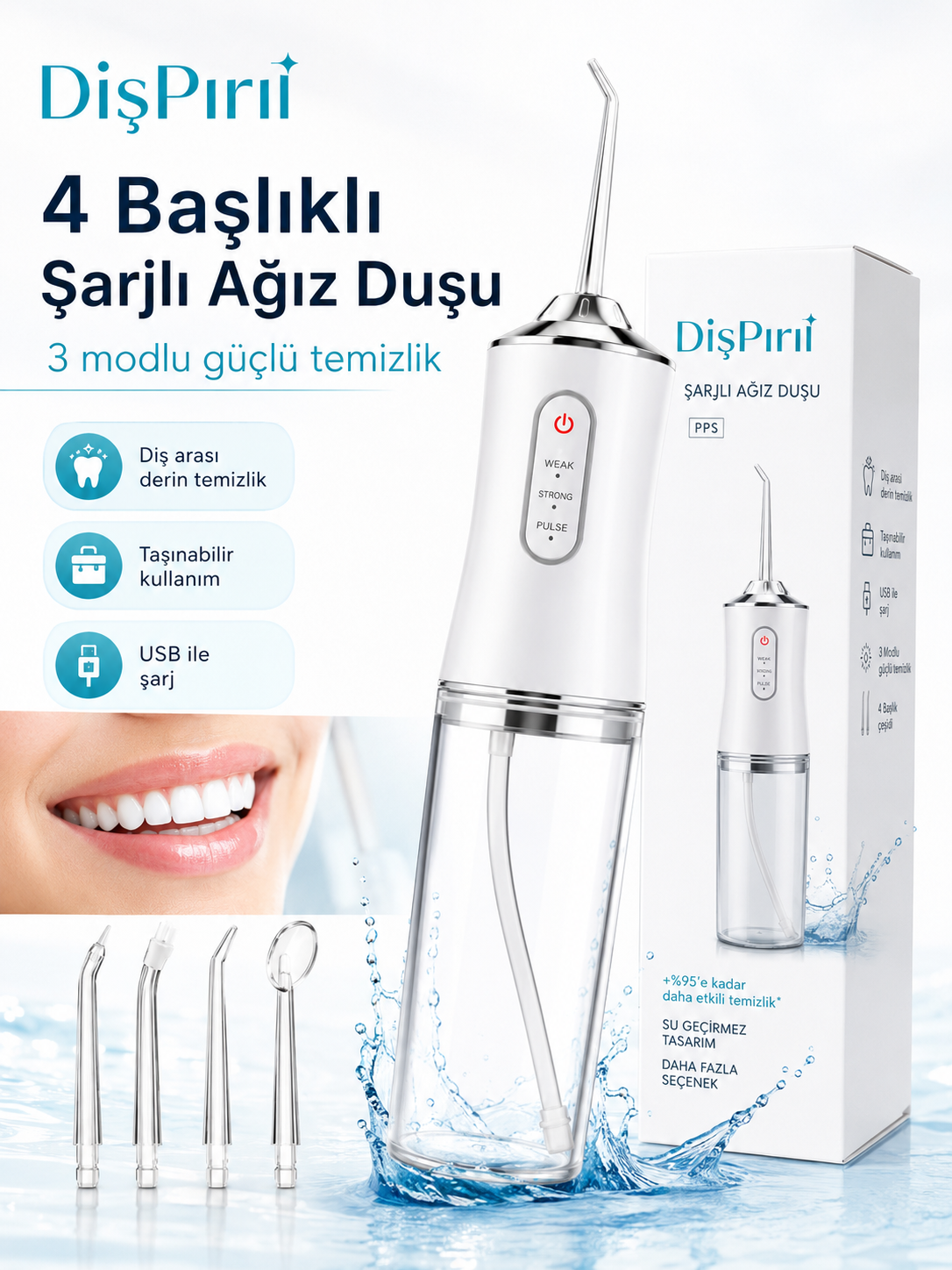 DişPırıl™ Şarjlı Ağız Duşu